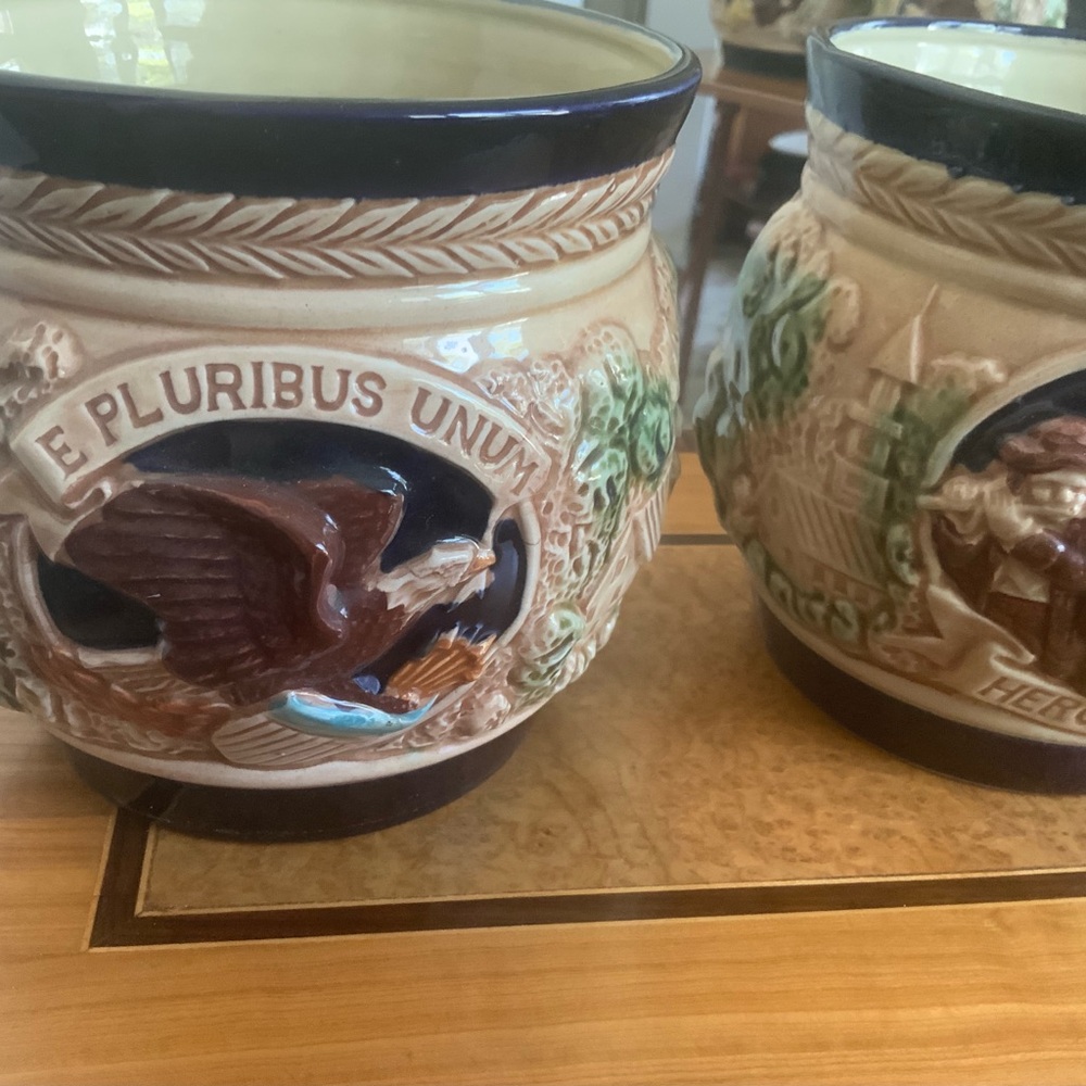 Vintage E pluribus unum flower pots